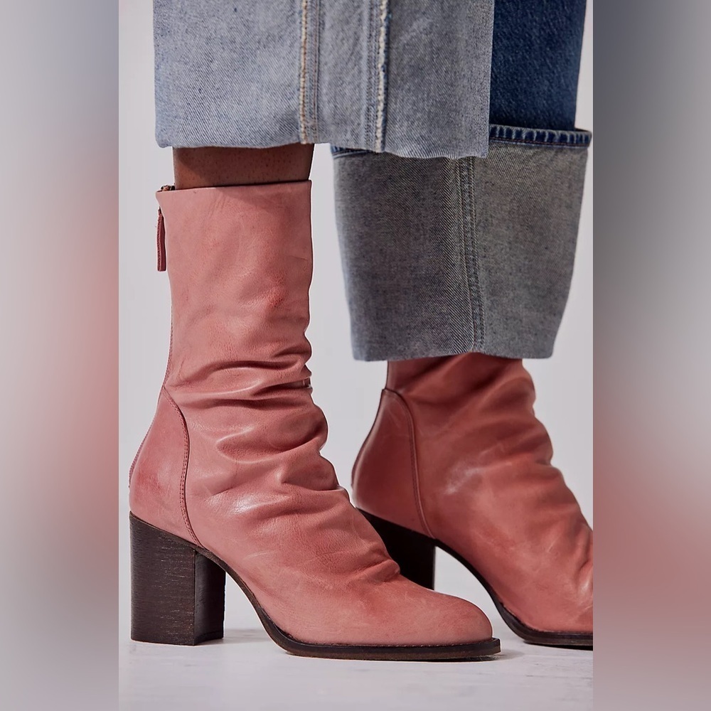 Free People Elle Bootie in Mushroom Brown Leather NWOT